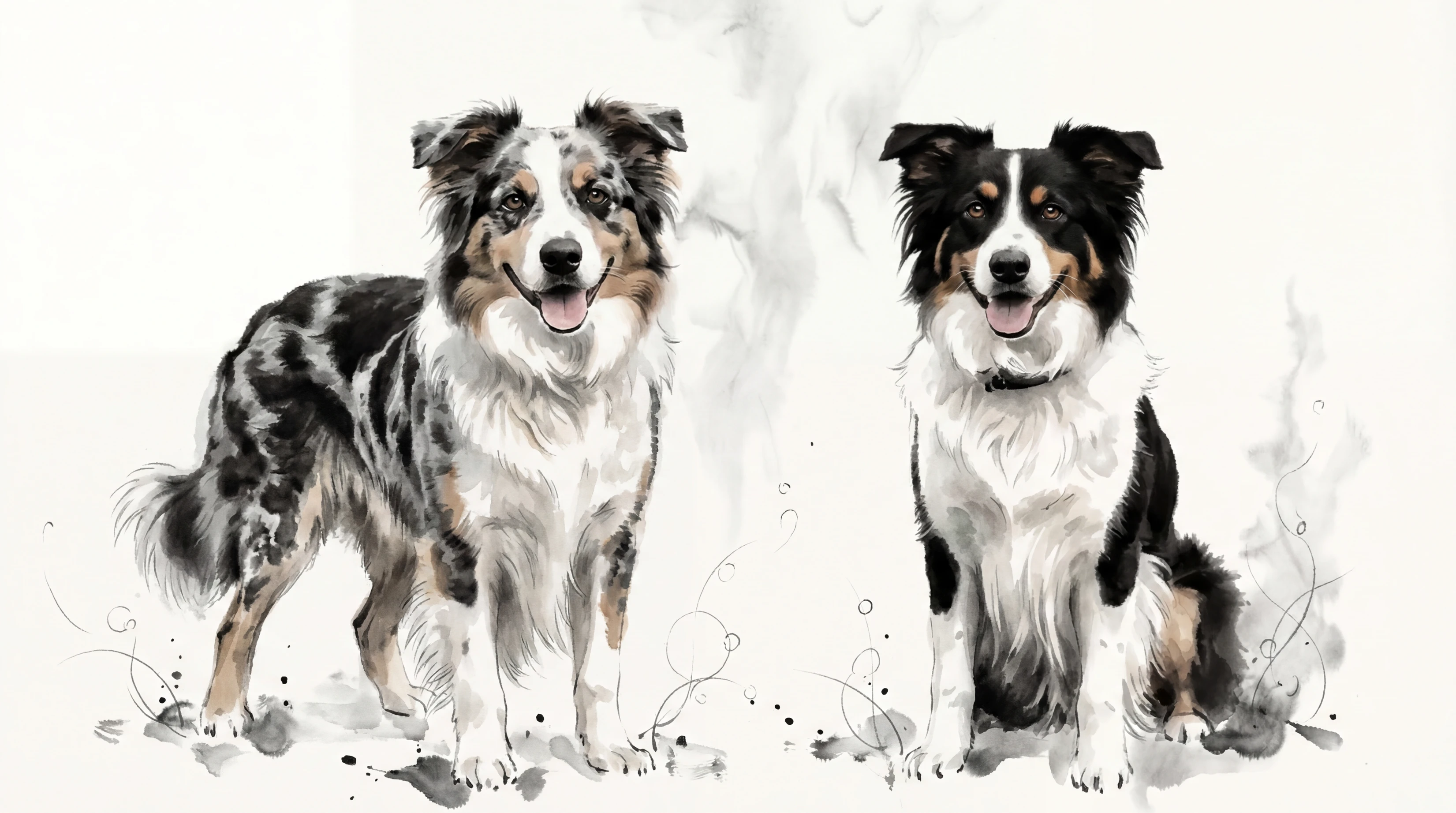 Ink Wash pet portrait example by Loyal Studio