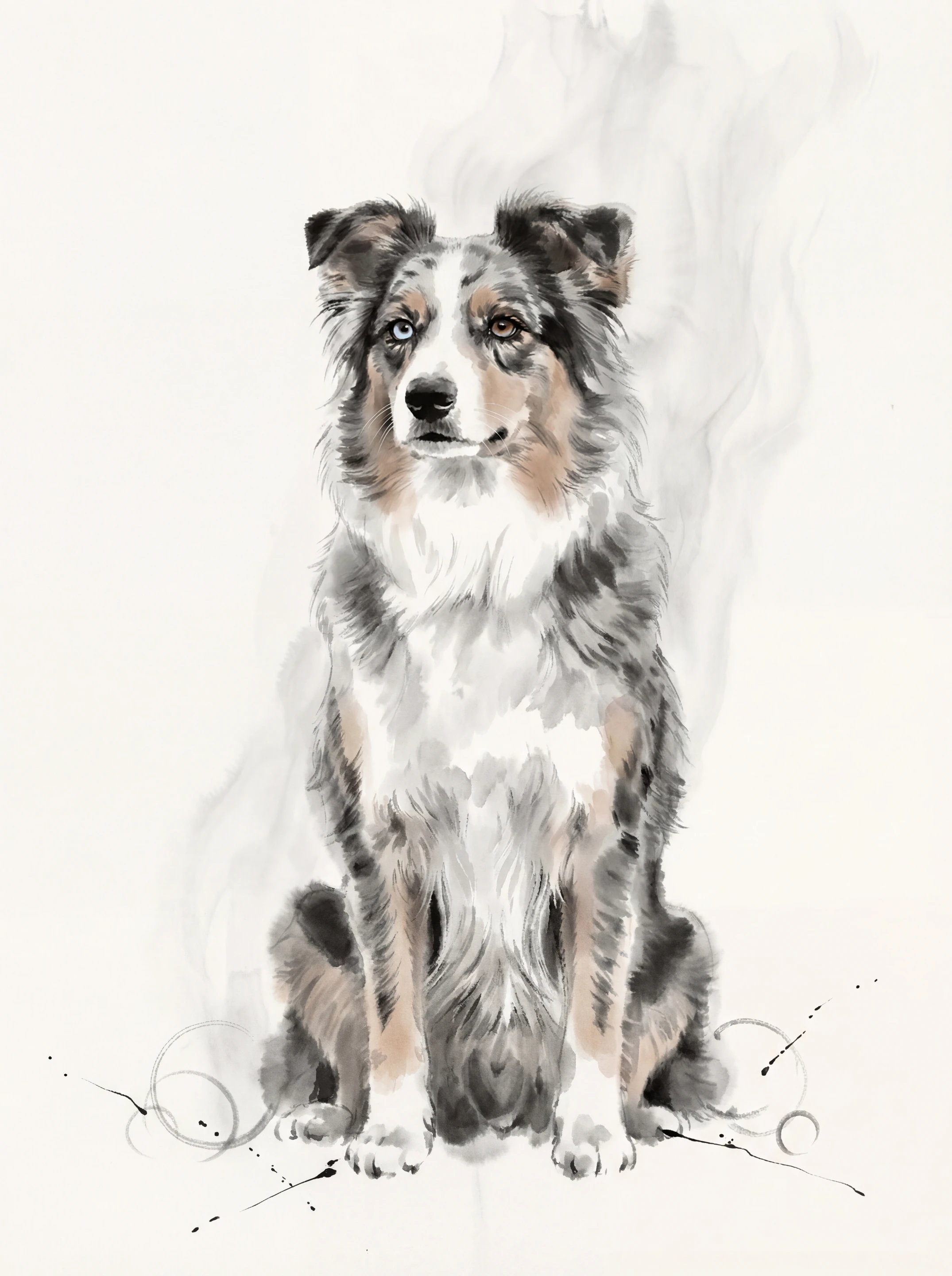 Ink Wash pet portrait example by Loyal Studio