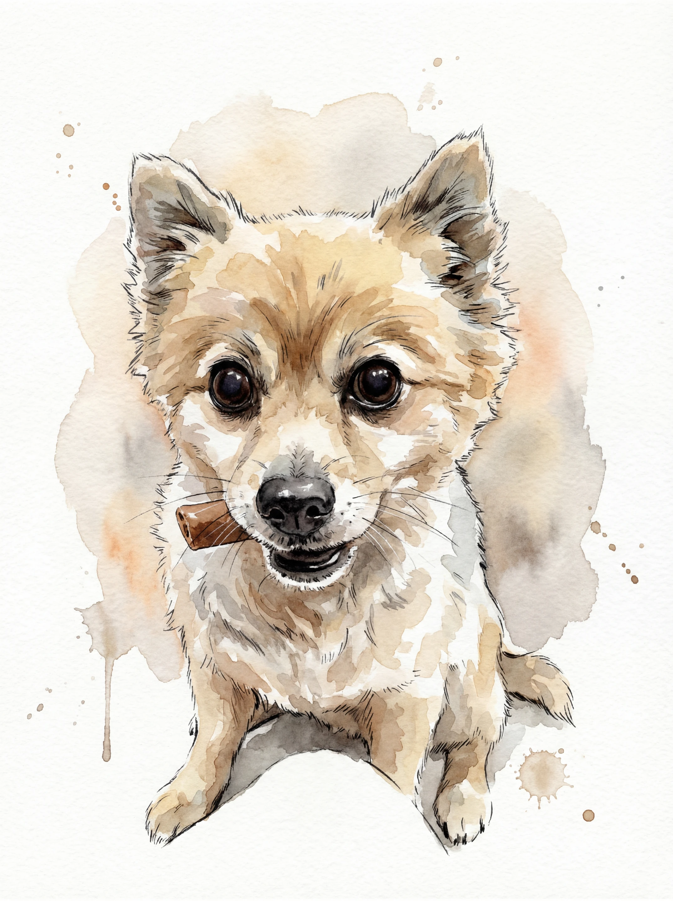 Watercolour pet portrait example by Loyal Studio